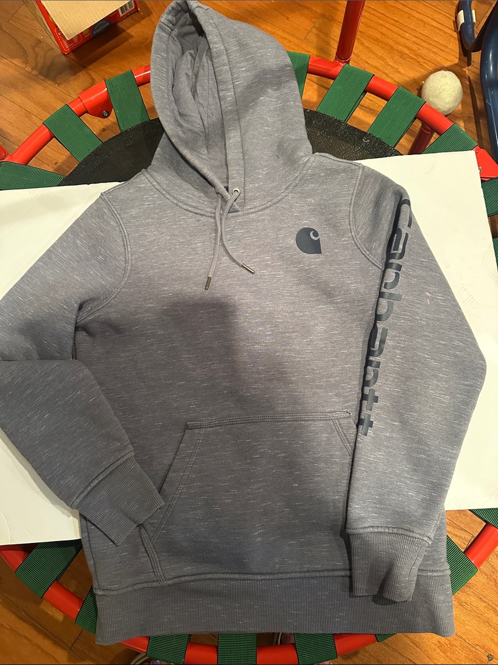 Carhartt Women’s Heather Gray Pullover Hoodie with Logo